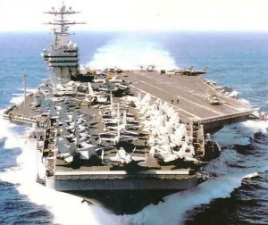 USS Nimitz, unul dintre portavioanele utilizate acum de US Navy